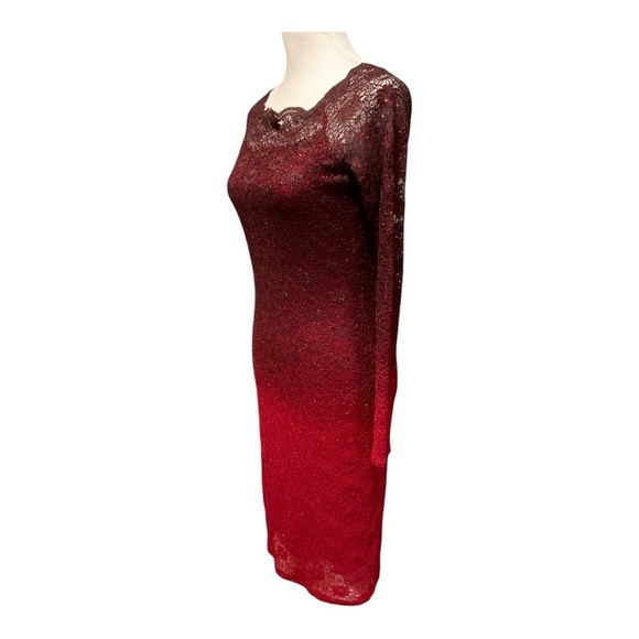Ombre Lace Red Bodycon Dress Size 6 - Picture 2 of 6